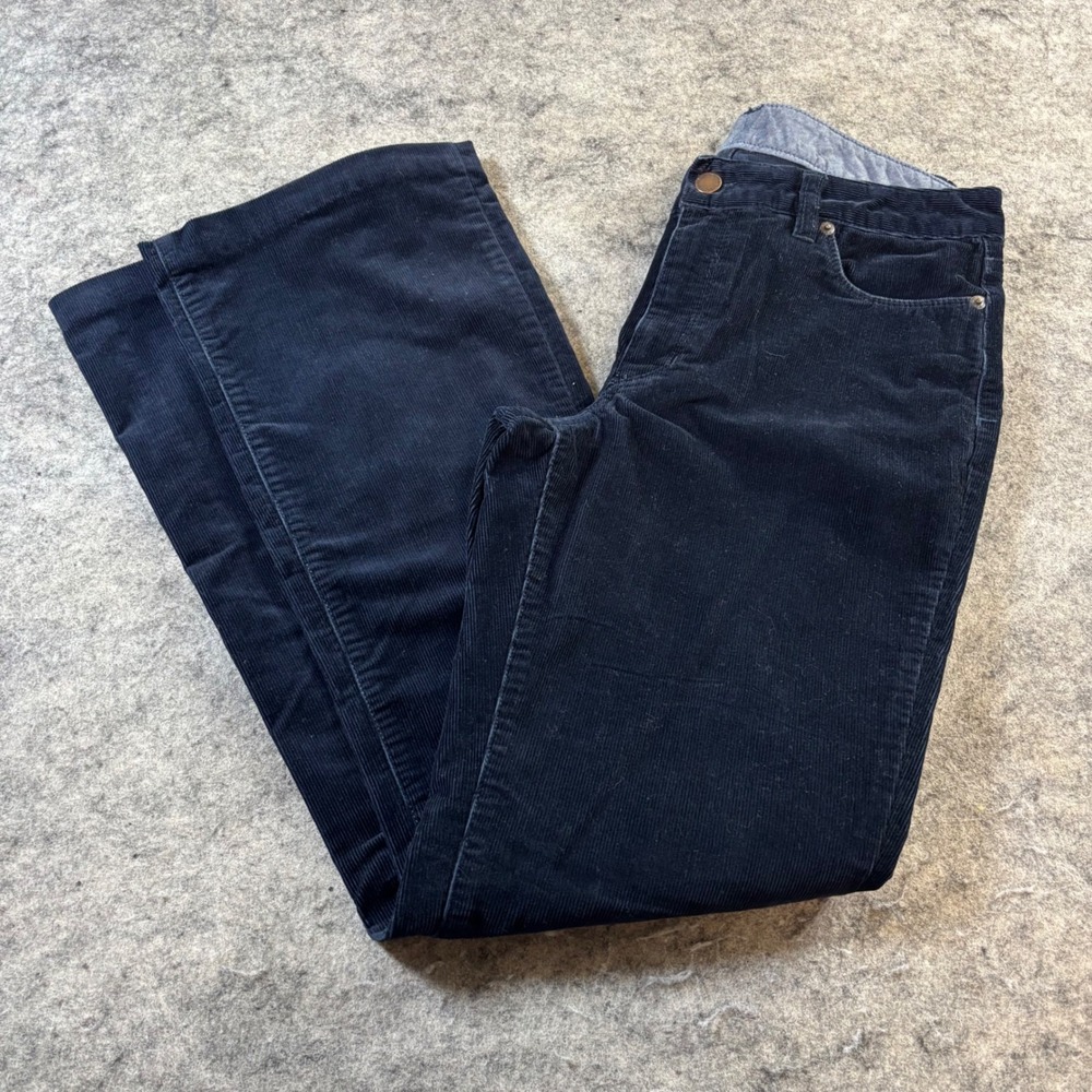 LL Bean Favorite Fit Corduroy Pants Navy Blue Straight Leg Womens 6MT
